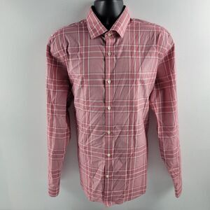 Express dress shirt fitted red plaid non iron XL mens‎ button down 1709